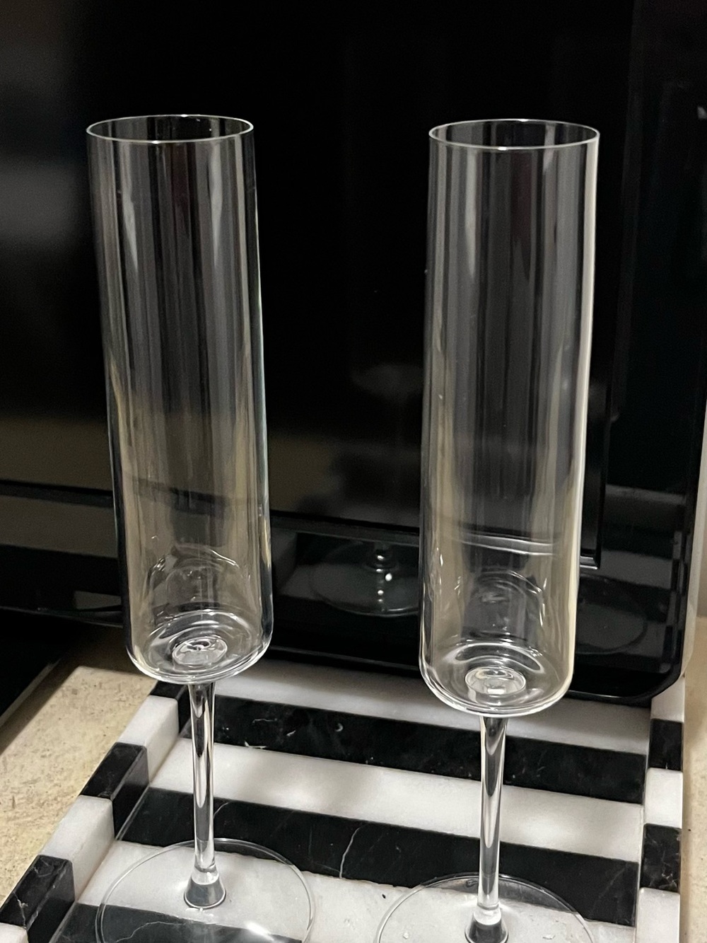 Crate&Barrel Clear Glass Champagne Flutes - Set of 2
